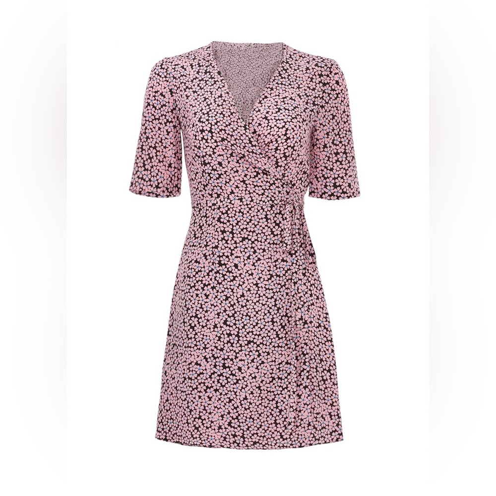 Diane Von Furstenberg Floral Pink Wrap Dress